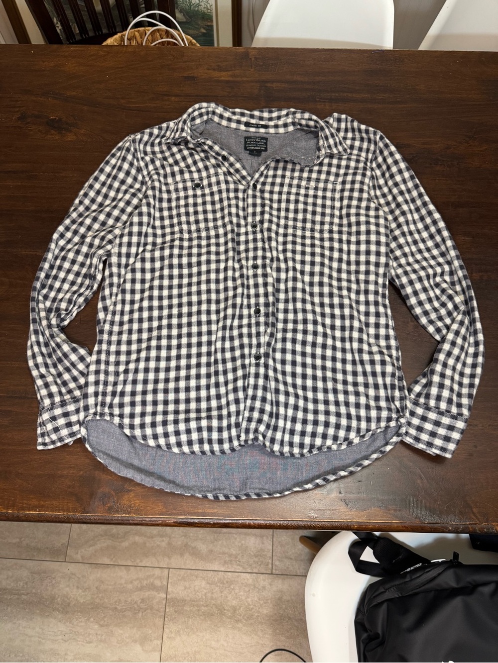 Lucky Brand Black and White Gingham Shirt